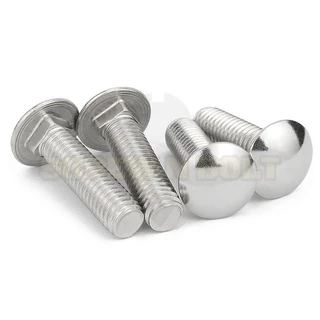 สกรู น็อต หัวกลม คอเหลี่ยม สแตนเลส 304 เกลียวมิล หยาบ M4 M5 M6 / Cup Head Square Neck Bolt, SUS304