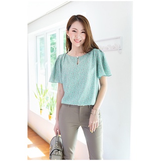 Narinari : MT1212 Butterfly Sleeve Sweet Blouse เสื้อทำงาน (ใช้โค้ด NARISP9 ลดทันที 65.- เมื่อช็อปครบ 500.-)