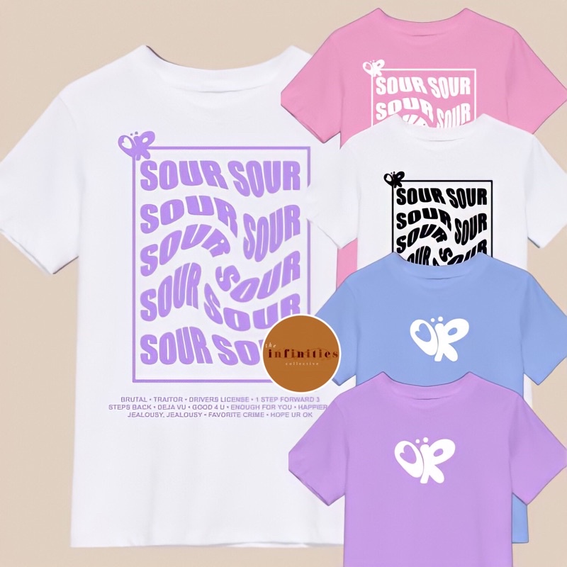 Olivia Rodrigo เสื้อยืดโอเวอร์ไซส์ SOUR (ด้านหน้าและด้านหลัง)