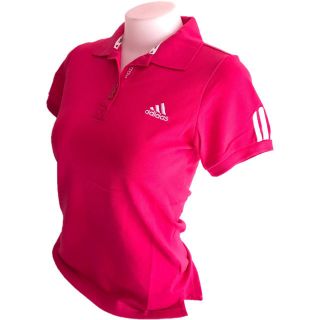 เสื้อคอปกโปโลAdidas สีชมพูเข้ม พร้อมส่ง