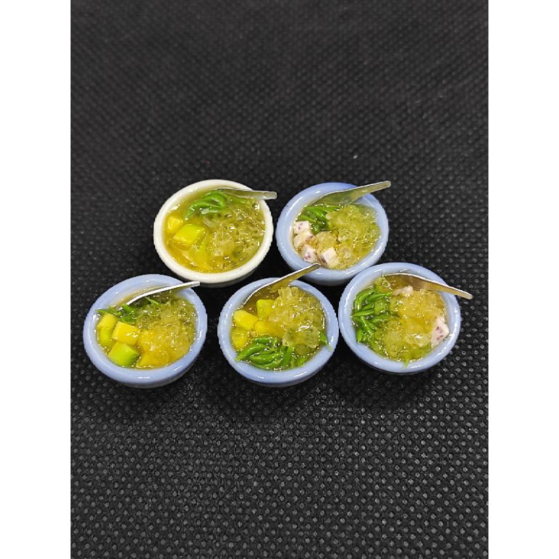 ลอดช่องแตงไทยน้ำกะทิจิ๋ว ลอดช่องเผือกจิ๋ว อาหารจิ๋ว ของจิ๋ว ของตกแต่งบ้านตุ๊กตา