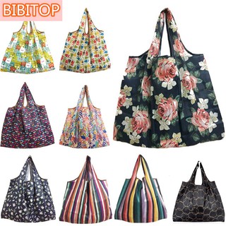 bibitop กระเป๋าลายดอกไม้ผลไม้นำมาใช้ใหม่ได้