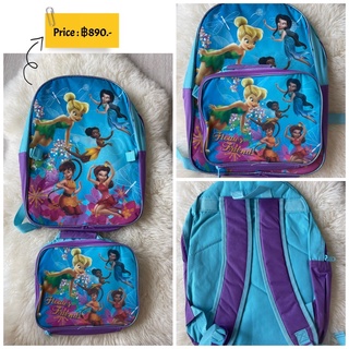 กระเป๋าเป้เด็ก Disney Princess Faries Tinkerbelle with bonus lunch tote 16” นิ้ว ของแท้จากอเมริกา