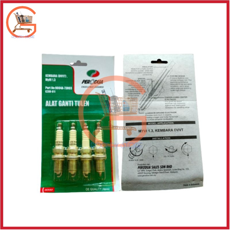 SPARK PLUG PERODUA MYVI 1.3 2005-2006 OLD KEMBARA DVVT (BKR6EY-11)(K20R-U11) 9004A-73R03