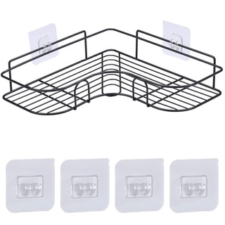 ชั้นวางของในห้องน้ํา แบบมีกาวในตัว ตะขอแขวนเข้ามุม / ตะขอแขวนติดผนังห้องน้ํา แบบติดผนัง / ไม่ต้องเจาะใต้ชั้นลวด / อุปกรณ์ครัว สําหรับอาบน้ํา