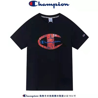 Champion เสื้อยืดแขนสั้น ผ้าฝ้าย พิมพ์ลายตัวอักษร ทรงหลวม สําหรับผู้ชาย และผู้หญิง