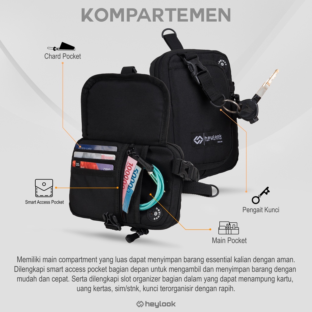 Heylook Official - SKYPE Sling Bag Mens Small Bag Mens Mini Sling Bag Hp Waistbag Sling Phone Neck Bag ล่าสุด Distro Slingbag