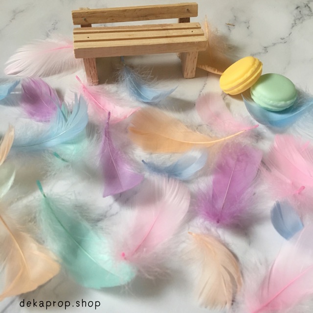 ขนนก สีพาสเทล (คละไซส์) ของตกแต่งขนนก พร็อพถ่ายรูปประกอบฉาก