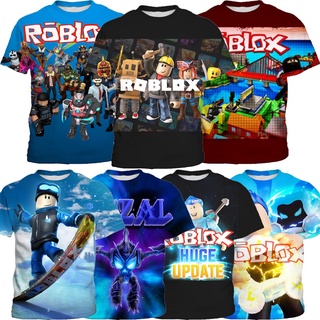 Roblox เสื้อยืดแขนสั้น พิมพ์ลายการ์ตูนเกมเสมือนจริง สําหรับเด็กผู้ชาย อายุ 3-13 ปี