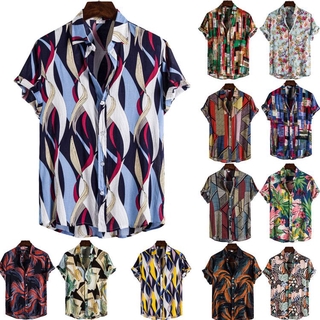 Hawaiian cauliflower flower shirt series high-quality cotton short-sleeved lapel shirt