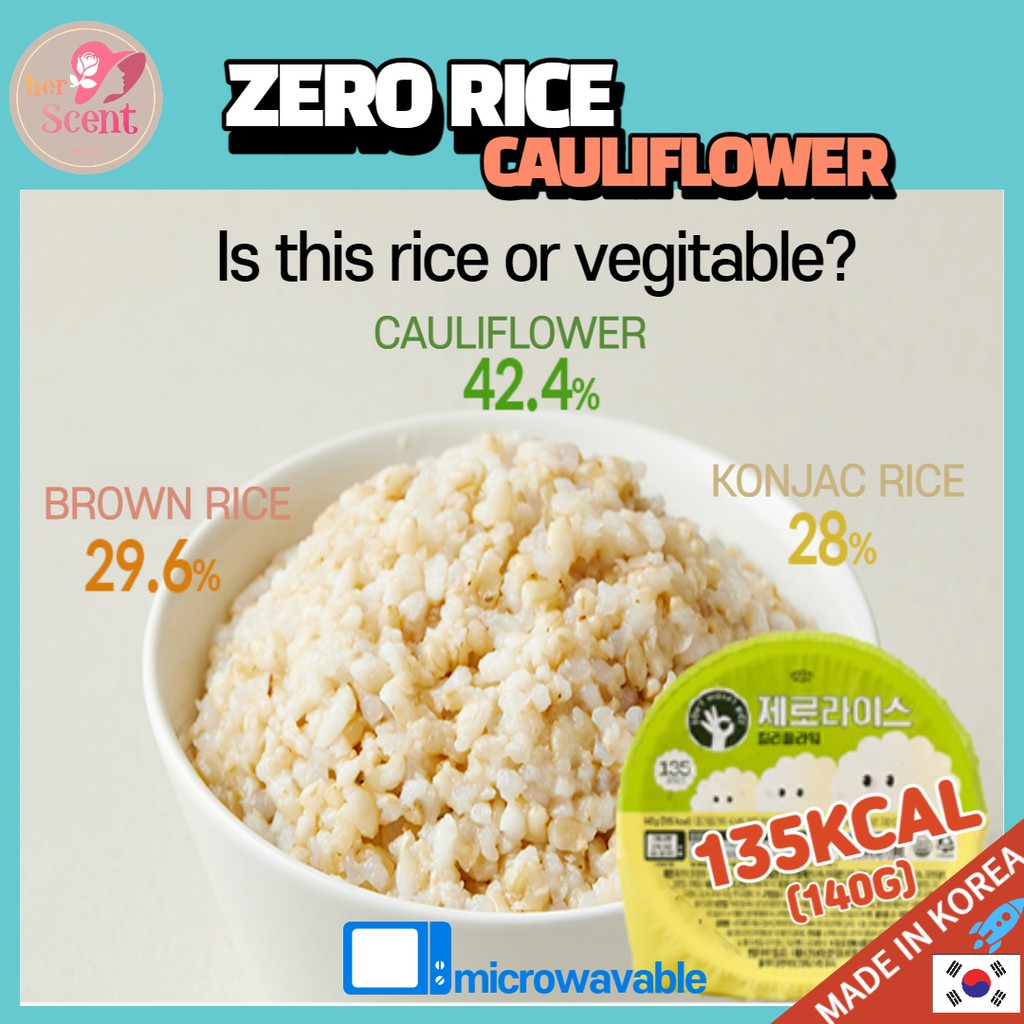 Grocery Seoul Zero Rice Cauliflower Korea Instant Konjac Brown Rice Low Carb Calories Keto Diet Weight Loss 140gx4ea Z Shopee Thailand