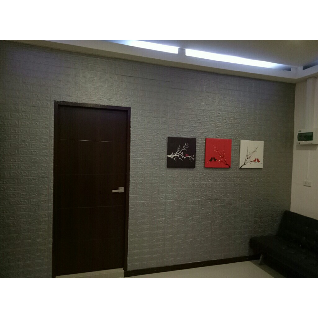 ✱wallpaper ติดผนังสีพื้น วอลเปเปอร์ติดผนัง 3 มิติ1แผ่น 3.5มิล ขนาด 70x77 cm 3D Wallpaper ลายอิฐ ติดผ