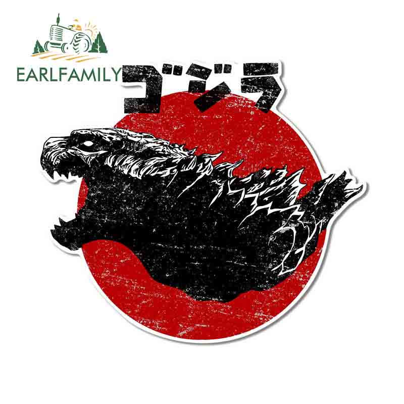 EARLFAMILY 13 ซม.Rading King Gojira สติกเกอร์รถ Aquaflask กระจกบุคลิกภาพ Scratch-Proof ไวนิล Decal เหมาะสําหรับใดๆแบนและเรียบผิวสะอาด