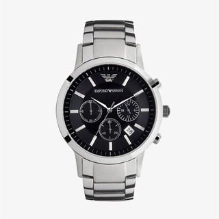 EMPORIO ARMANI นาฬิกาข้อมือผู้ชาย รุ่น AR2434 Classic Chronograph Black Dial Steel - Silver