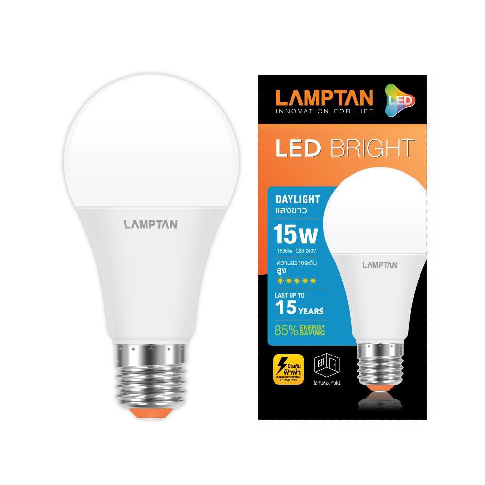หลอด LED BRIGHT 15W DAYLIGHT E27 LAMPTAN