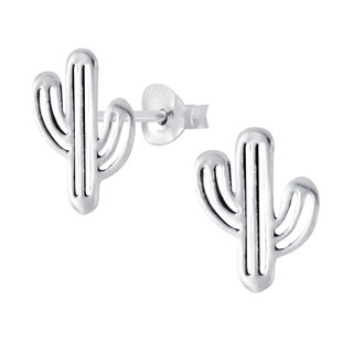 SILVER THAI        925 sterling silver cactus earringsต่างหูเงินแท้ต้นกระบอนเพชร