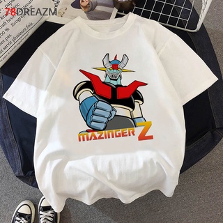 เสื้อยืดลําลอง แขนสั้น พิมพ์ลาย mazinger z สีขาว สไตล์ฮาราจูกุ พลัสไซซ์ แฟชั่นฤดูร้อน สําหรับผู้ชาย