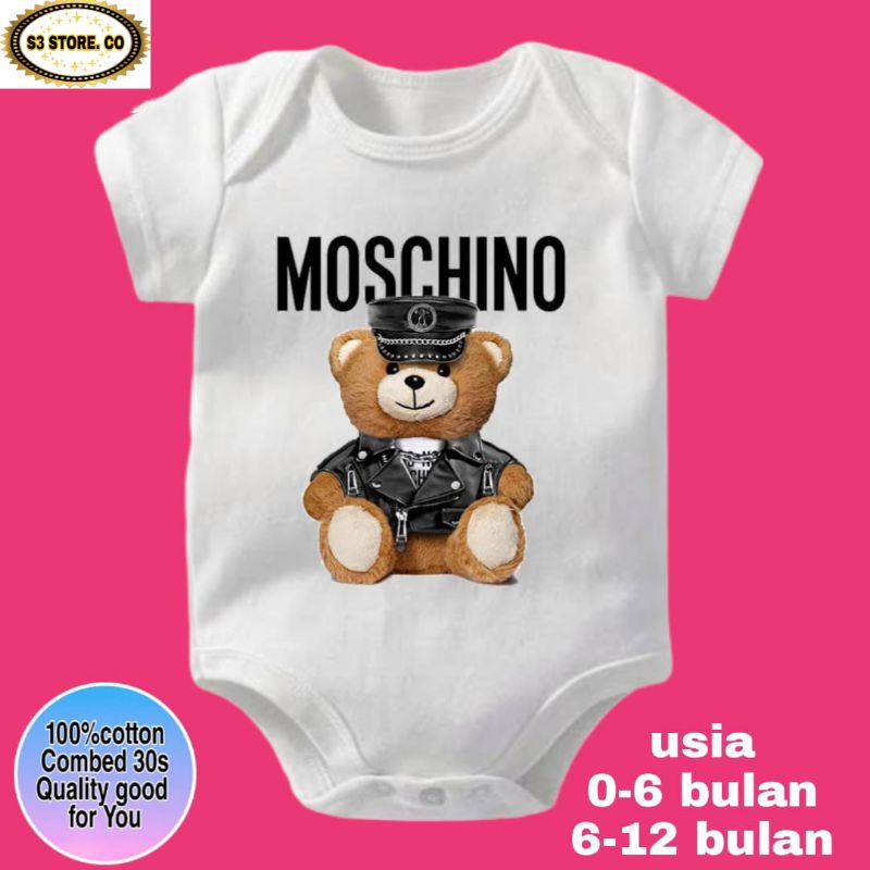 MOSCHINO จั๊มสูท บอดี้สูทเด็ก เสื้อยืดฝ้ายหวี 30s เด็กหญิง