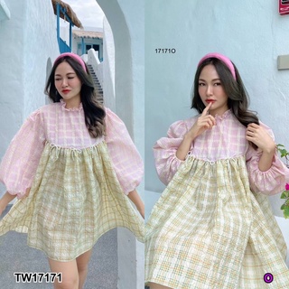 เดรสแขนพองตุ๊กตาผ้าออแกรนิค TT17171 Organic cloth doll puff sleeve dress