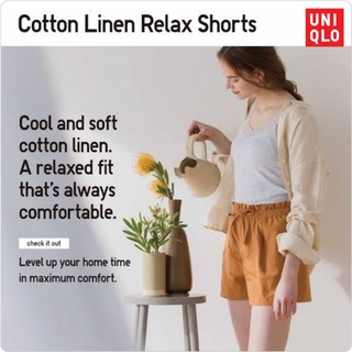 [พร้อมส่ง] UNIQLO กางเกงขาสั้น คอตตอนผสมลินิน