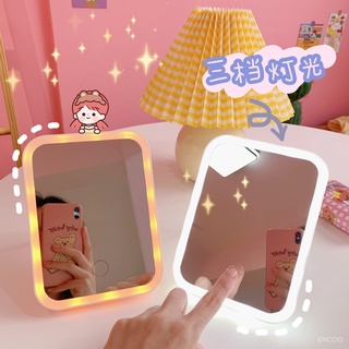 เดสก์ท็อปกระจกแต่งหน้าตั้งโต๊ะ น่ารักญี่ปุ่น กระจกแต่งหน้า LED พับ กระจกแต่งหน้าแบบพกพา SJ7492