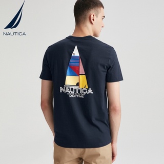 พร้อมส่ง เสื้อยืดแขนสั้น คอกลม ผ้าฝ้ายแท้ 100% พิมพ์ลาย NAUTICA Noudika แฟชั่นฤดูร้อน สําหรับผู้ชาย