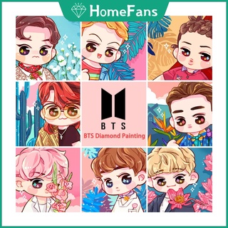 【HF】ภาพวาดปักเพชร ลายทีมเกาหลี BTS 5D ขนาด 40x40 ซม. สําหรับผู้ใหญ่ เด็ก ตกแต่งบ้าน DIY