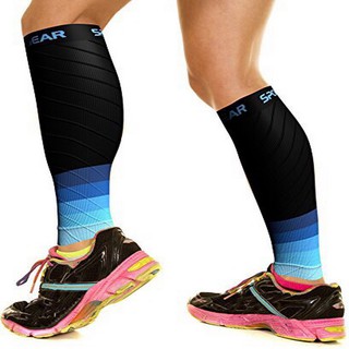 CALF SLEEVES ปลอกรัดน่อง สลายไขมันเซลลูไลท์ ปลอกขาเรียว ป้องกันการบาดเจ็บกล้ามเนื้อน่อง ลดการเกิดตะคริว สีฟ้า