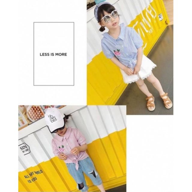 KIDS ใส่เสื้อเด็กผู้หญิง Rose เย็บปักถักร้อย Streak เสื้อ - GC106
