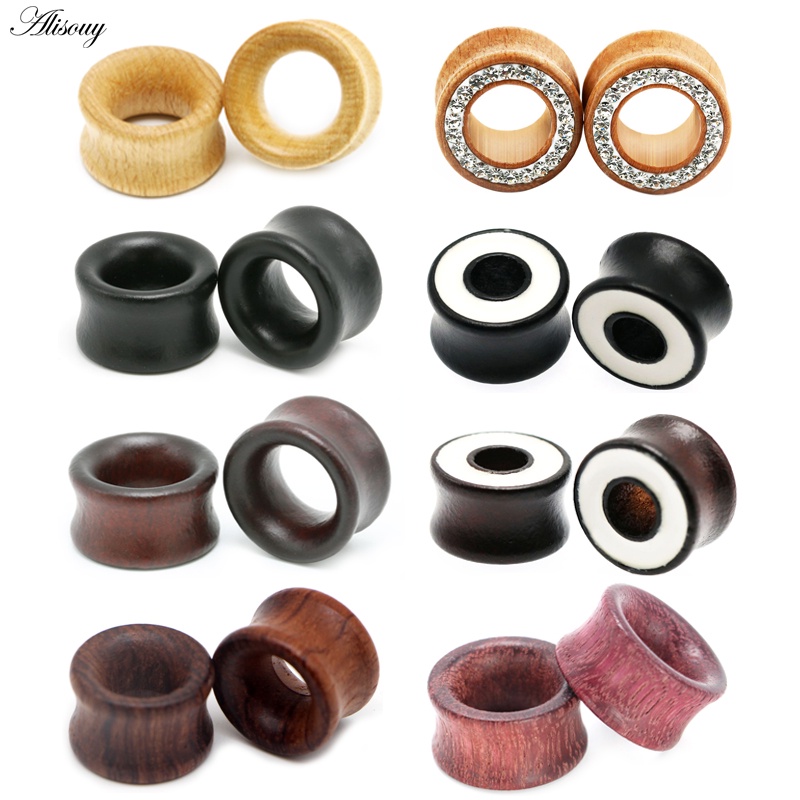 Alisouy จิวเจาะหูแฟชั่น สีน้ําตาล 8 มม. - 20 มม. สําหรับผู้ชาย 2 ชิ้น