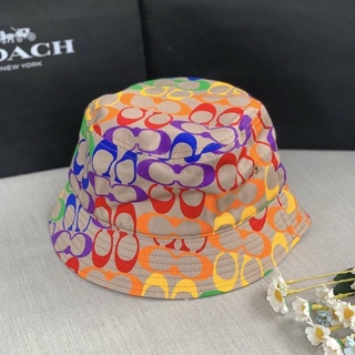 Coach Rainbow Signature Bucket Hat ขนาด 56cm. หายาก หมวก coach