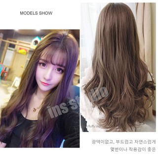 วิกผมราคาถูก วิกผมคอสเพลย์ Hairpiece วิกผมยาว วิกผมผู้หญิงยาวสีน้ำตาลช็อคโกแลต วิกผมยาวผู้หญิง ทรงผมแฟชั่นจากเกาหลี