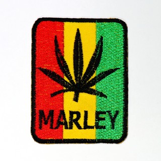 [ ตัวรีดติดเสื้อ ลาย ใบกัญชา รูปกัญชา เร็กเก ฮิปปี้  ] Marley Reggae Ganja Patch งานปัก DIY ตัวรีด เสื้อ อาร์ม เท่ๆ แนวๆ