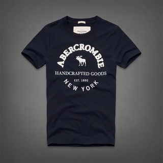 เสื้อยืดแขนสั้น ผ้าฝ้าย ทรงหลวม ลาย Abercrombie Fitch Af สําหรับผู้ชาย