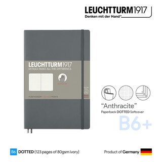 Leuchtturm1917 Paperback (B6+) "Anthracite" Dotted Softcover - สมุดโน๊ต Leuchtturm B6+ ลายจุด ปกอ่อน สีเทา