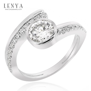 Lenya Jewelry แหวนประดับ SWAROVSKI ZIRCONIA สีขาว  ตัวเรือนเงินแท้ 925  ชุบทองขาว ใส่แหวน เสริมรสนิยม สวยสง่า ดูดี