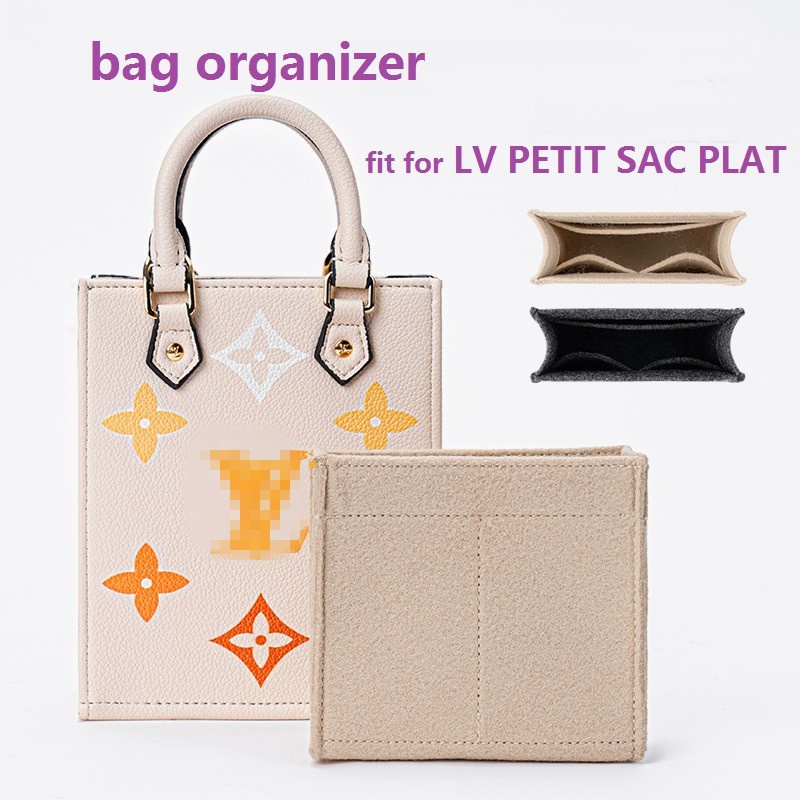 กระเป๋าจัดระเบียบกระเป๋าด้านใน สําหรับ lv petit sac plat mini bb pm tote bag in bag insert organizer