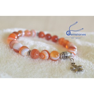 คาร์เนเลี่ยน : Carnelian . เม็ดหินคาเนเลี่ยนอาเกต ขนาด 8 มิลลิเมตร