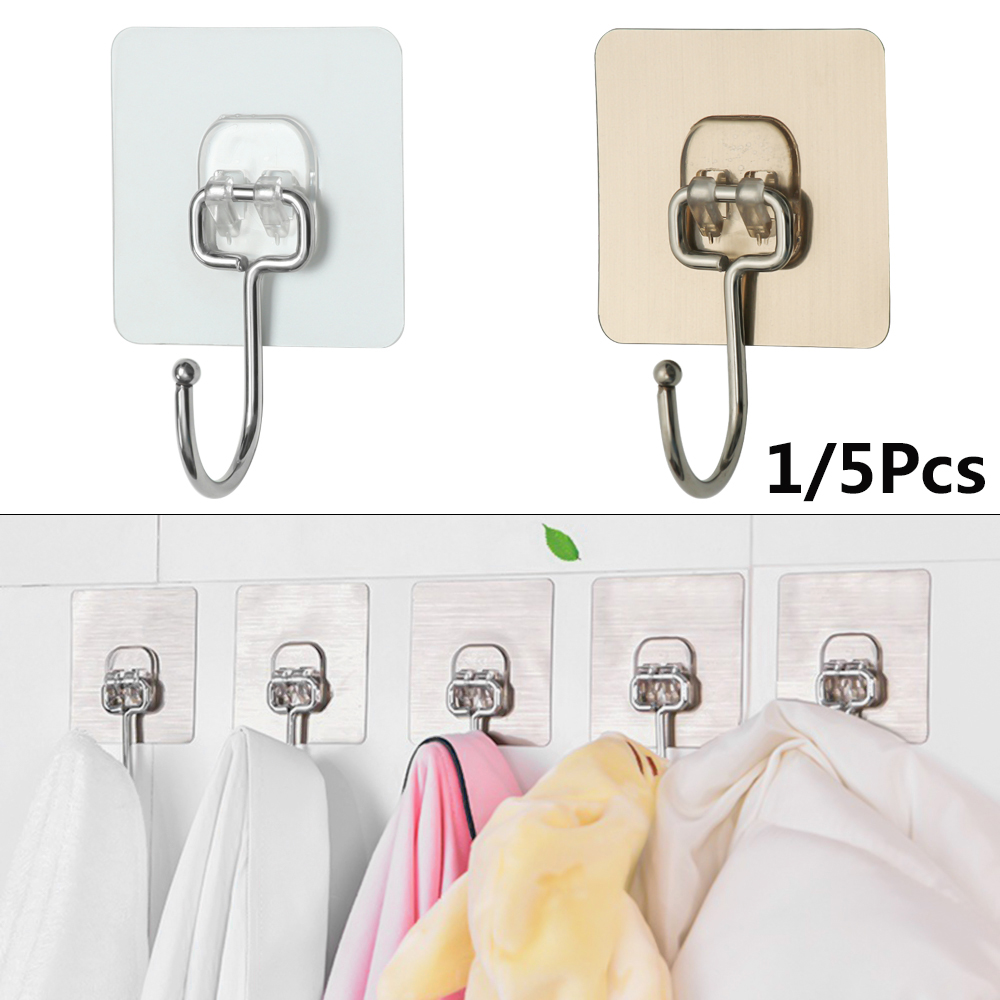 SIMPLE Useful Traceless Hooks Bathroom Wall Rack Seamless Adhesive Hook