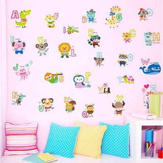 เครื่องครัวสินค้าโภคภัณฑ์เฟอร์นิเจอร์┋㍿ABC1054 สติ๊กเกอร์ตกแต่งห้องนอนเด็ก รุ่นตัวอักษร ABC Animals (Wall Sticker)