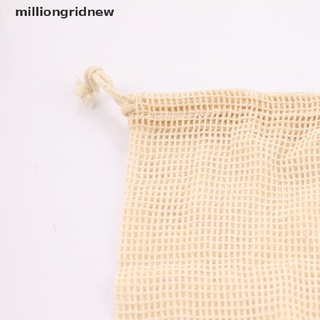 [milliongridnew] ถุงตาข่าย ผ้าฝ้าย ใช้ซ้ําได้ สําหรับทําความสะอาดเครื่องสําอาง