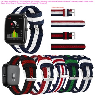 Huami Amazfit GTS / Amazfit bip / GTR 42mm/Garmin Forerunner 645/245 นาฬิกาข้อมือสายไนล่อน 20 มม.