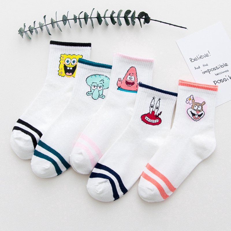 Ready Stock ♔Spongebob Squarepants ถุงเท้า ♔ Cotton Short Socks Unisex Ankle Socks
