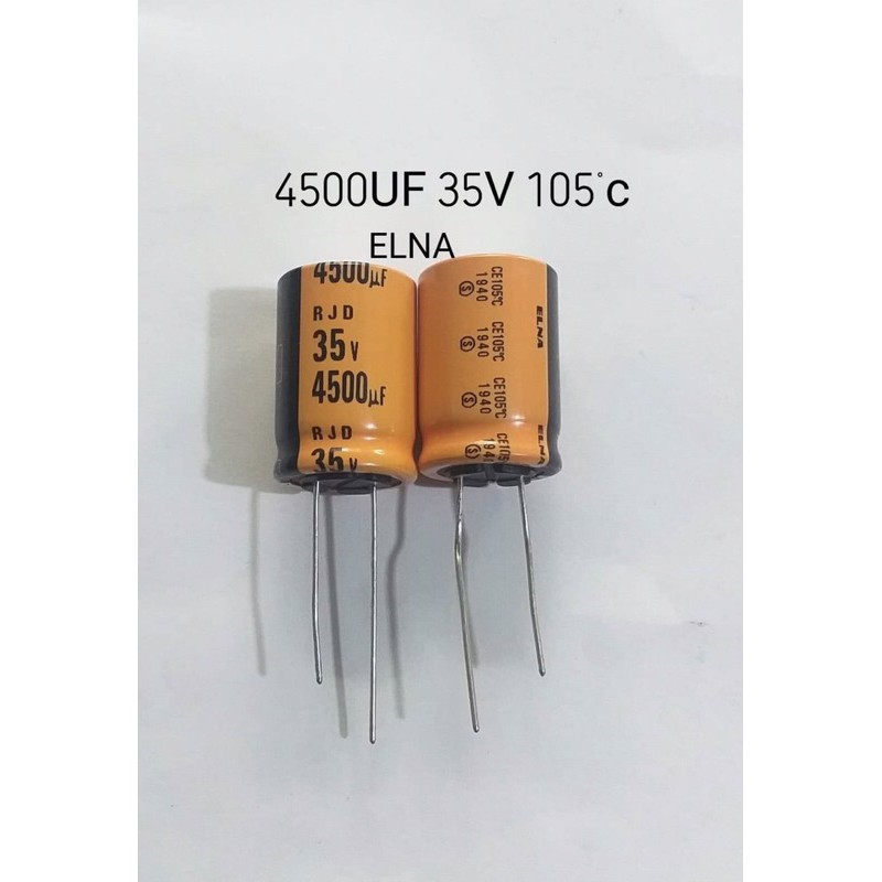 (1ตัว) ตัวเก็บประจุ 4500UF 35V 105’c size 18x26mm. ELNA ใหม่แท้จากโรงงาน คุณภาพเต็ม100% ตัวเก็บประจุ