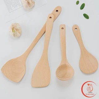 ตะหลิวไม้บีช พลั่วไม้ ไม้พายทำอาหาร ทำจากไม้จริง จับถนัดมือ shovel spoon