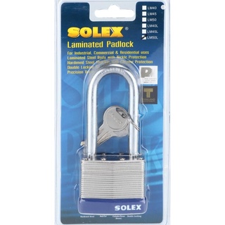 [พร้อมส่ง] SOLEX กุญแจสปริง LM50L 50 มม. สีสเตนเลส SPRING PADLOCK 50 MM Double Locking กลไกล็อคสองชั้น ไส้กุญแจทองเหลือง