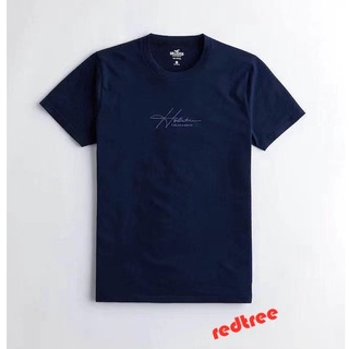 [S-5XL]HOLLISTER เสื้อยืดแขนสั้น คอกลม ผ้าฝ้าย ปักลาย สําหรับผู้ชาย  เสื้อยืดผู้ชาย แท้ เสื้อยืดสีน้ำเงิน เสื้อยืดผ้าฝ้า