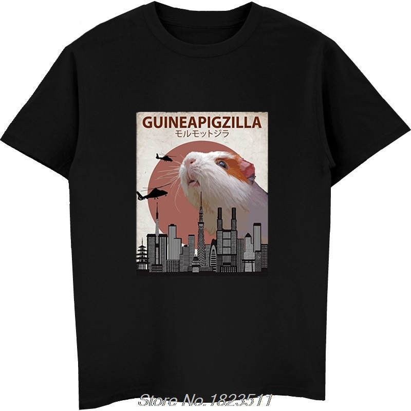 LYZH Hot Sale Fashion Guineapigzilla Funny Guinea Pig T-Shirt Gift Funny Men Short Sleeve Tee Shirt Harajuku Streetwear
