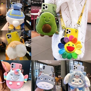 OPPO R17 Pro R15X K1 R15 R11S Plus R11 Phone Case Plush Hairy Unicorn Totoro Donald Duck Corgi Sun flower Avocado Winter Warm Lanyard Wallet Coin Purse Card Package Cartoon Cute Soft TPU Casing Case Cover