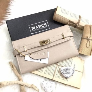  Best Gift Ideas! พร้อมส่งความสวย! MARCS PADLOCK LONG WALLET กระเป๋าสตางค์ใบยาววัสดุหนัง Saffiano